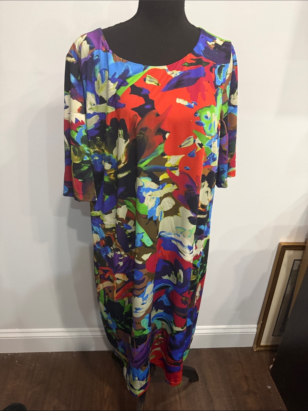 Ellen Tracy Bold Multicolor Abstract Maxi Dress